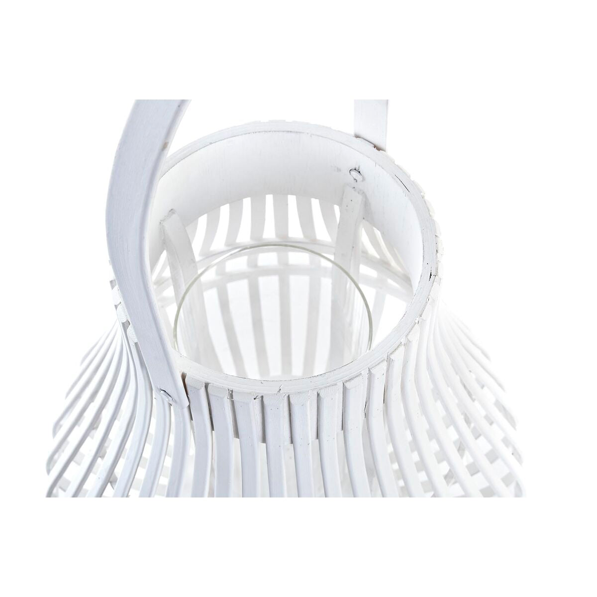 Lanterna DKD Home Decor Cristallo Bianco Bambù (29 x 29 x 34 cm)