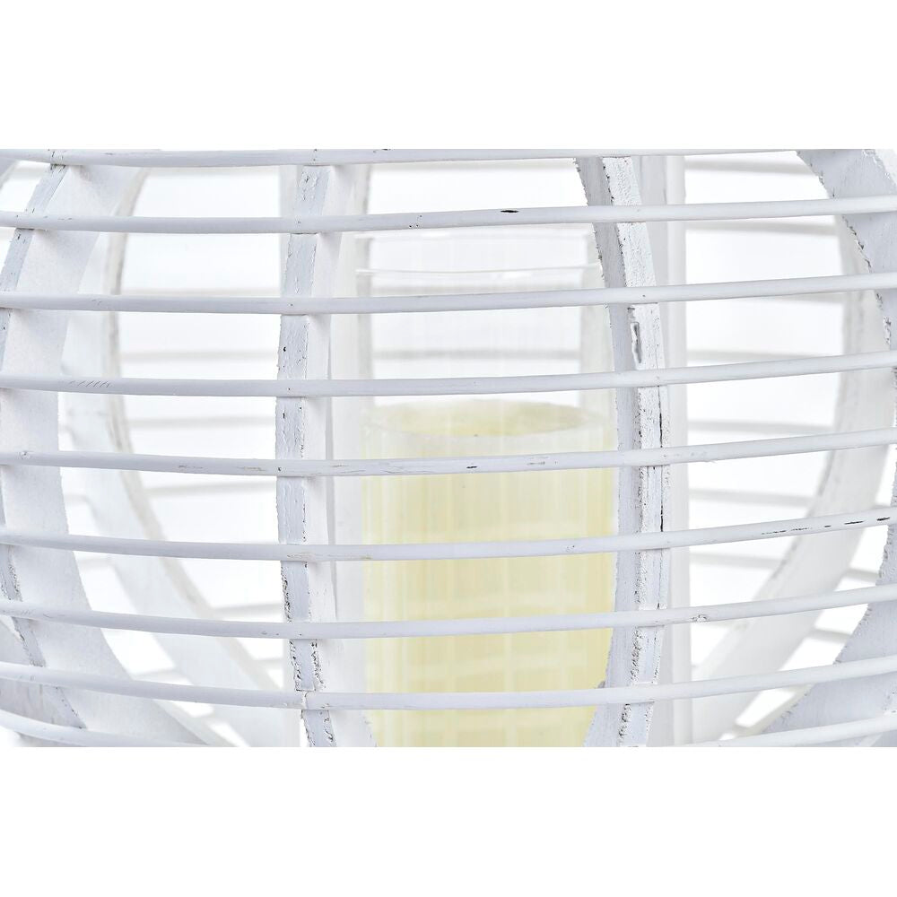 Lanterna DKD Home Decor Cristallo Bianco Bambù (35 x 35 x 29 cm)