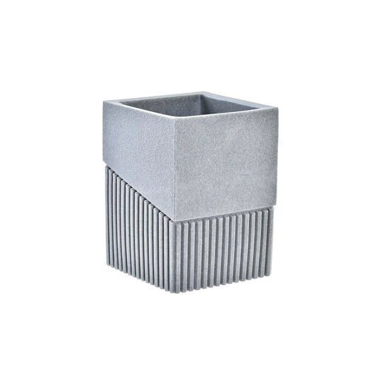 Portaspazzolini da Denti DKD Home Decor Grigio Alluminio Resina (7,6 x 7,6 x 10 cm)