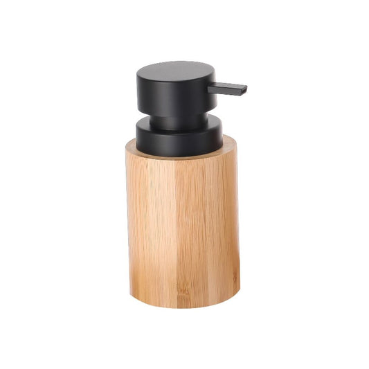 Dispenser di Sapone DKD Home Decor Naturale Nero Bambù PP (8 x 8 x 16 cm)