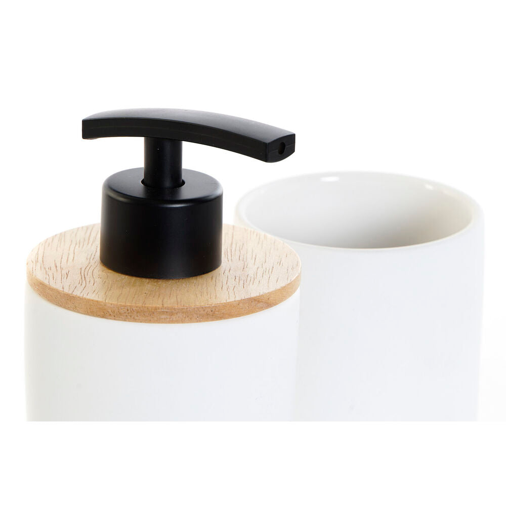 Set da Bagno DKD Home Decor Bianco Bambù Gres Scandinavo (8 x 8 x 18 cm) (2 Pezzi)