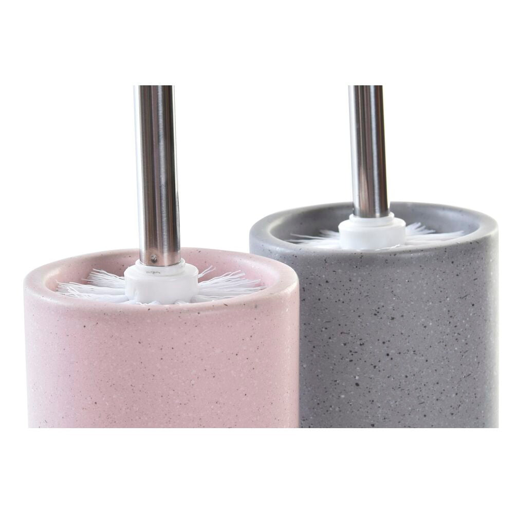 Scopino per il Bagno DKD Home Decor Urban Argentato Grigio Alluminio Rosa chiaro (9,8 x 9,8 x 39 cm) (2 Unità)