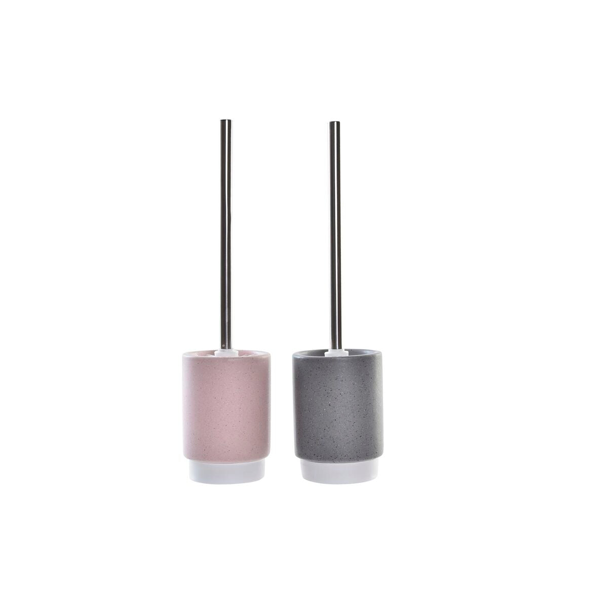 Scopino per il Bagno DKD Home Decor Urban Argentato Grigio Alluminio Rosa chiaro (9,8 x 9,8 x 39 cm) (2 Unità)