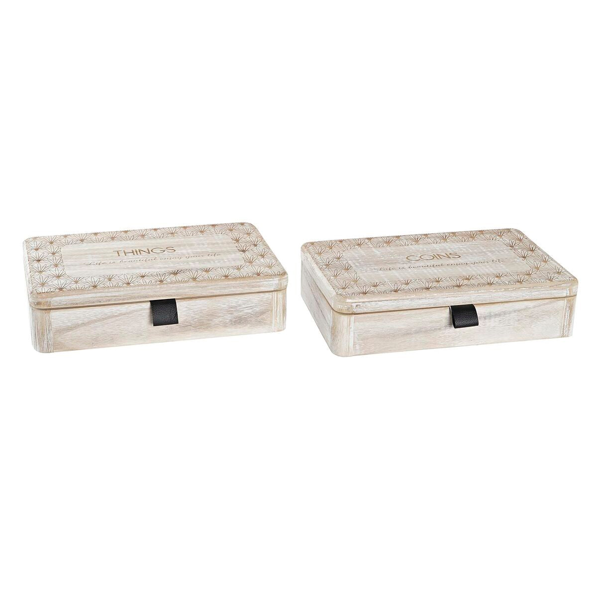 Scatola Decorativa DKD Home Decor Naturale Legno MDF (28 x 18 x 6,5 cm) (2 Unità)