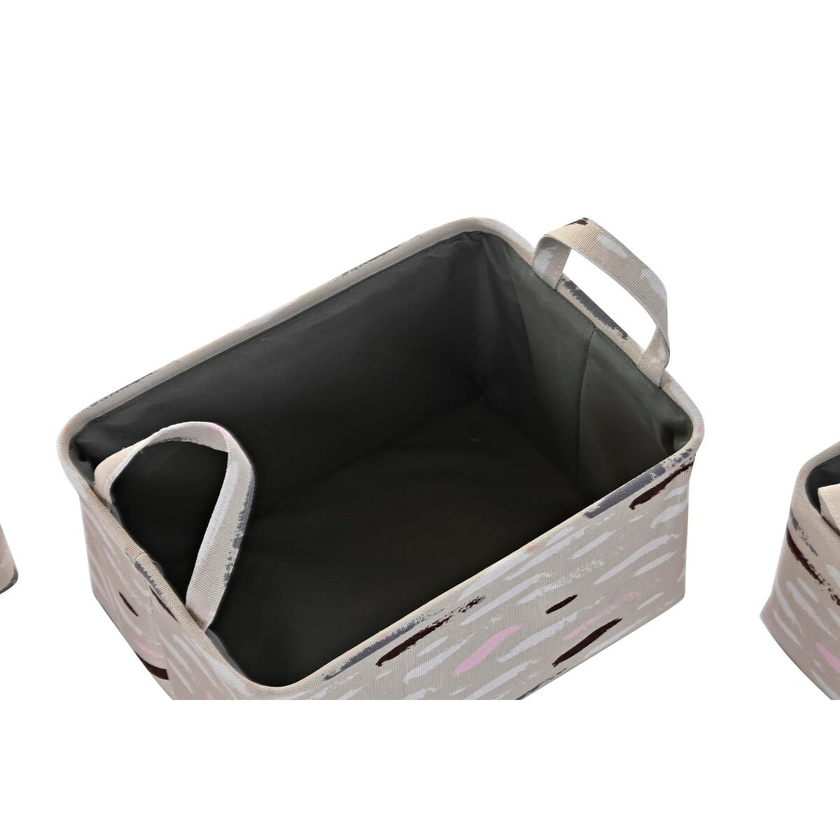 Set di Cestini DKD Home Decor Marrone Grigio Arancio Poliestere (40 x 30 x 20 cm) (3 Unità)