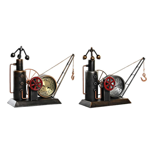 Orologio da Tavolo DKD Home Decor Argentato Dorato Ferro Gru (40,5 x 15 x 32,5 cm) (2 Unità)