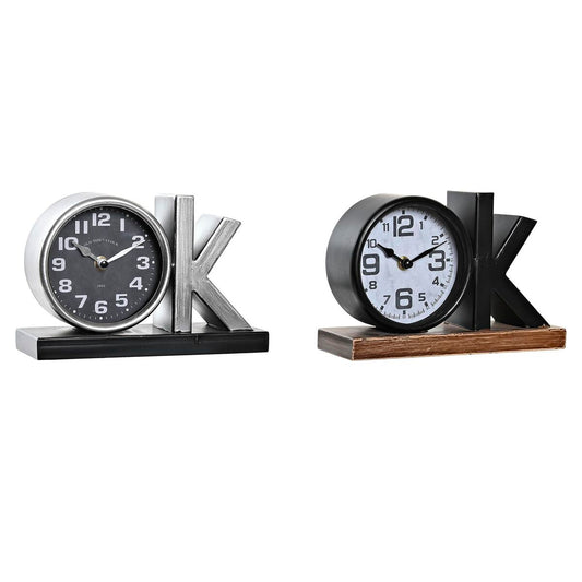 Orologio da Tavolo DKD Home Decor Argentato Nero Ferro OK (23 x 8 x 15 cm) (2 Unità)