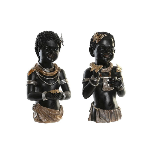 Statua Decorativa DKD Home Decor Resina Coloniale Africana (20,5 x 18 x 35 cm) (2 Unità)