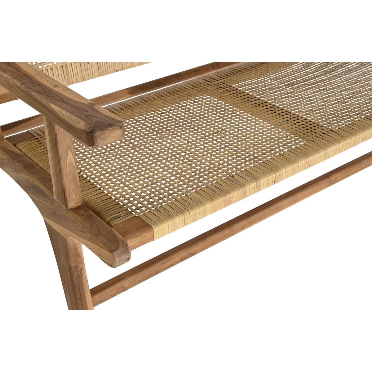 Panca DKD Home Decor Naturale Teca Marrone Alluminio Rattan (120 x 76 x 68 cm)