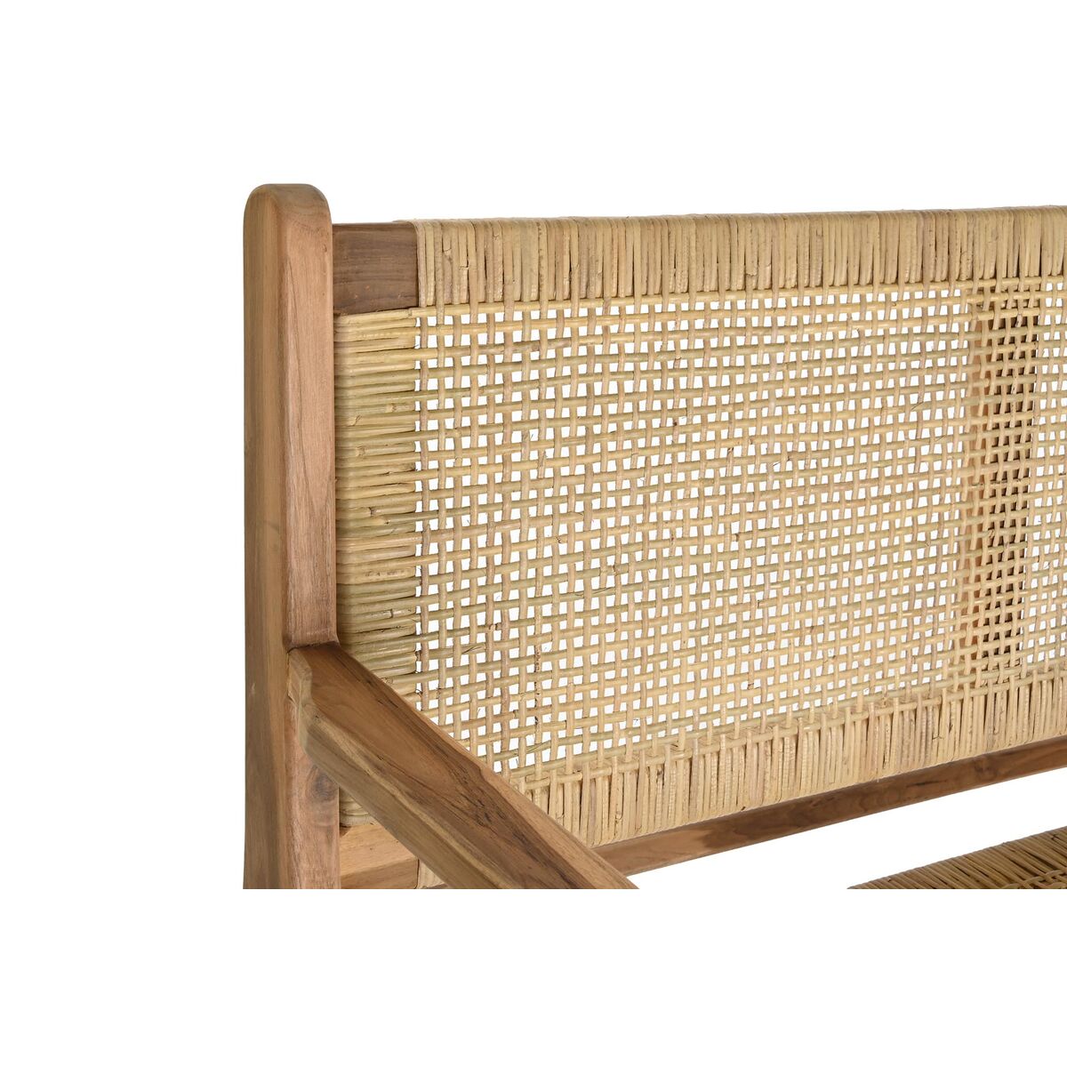 Panca DKD Home Decor Naturale Teca Marrone Alluminio Rattan (120 x 76 x 68 cm)