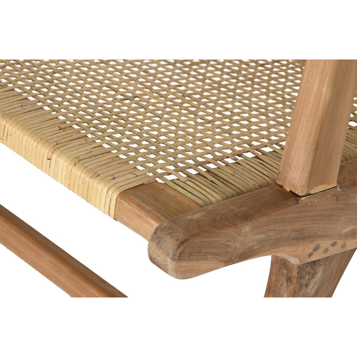 Panca DKD Home Decor Naturale Teca Marrone Alluminio Rattan (120 x 76 x 68 cm)