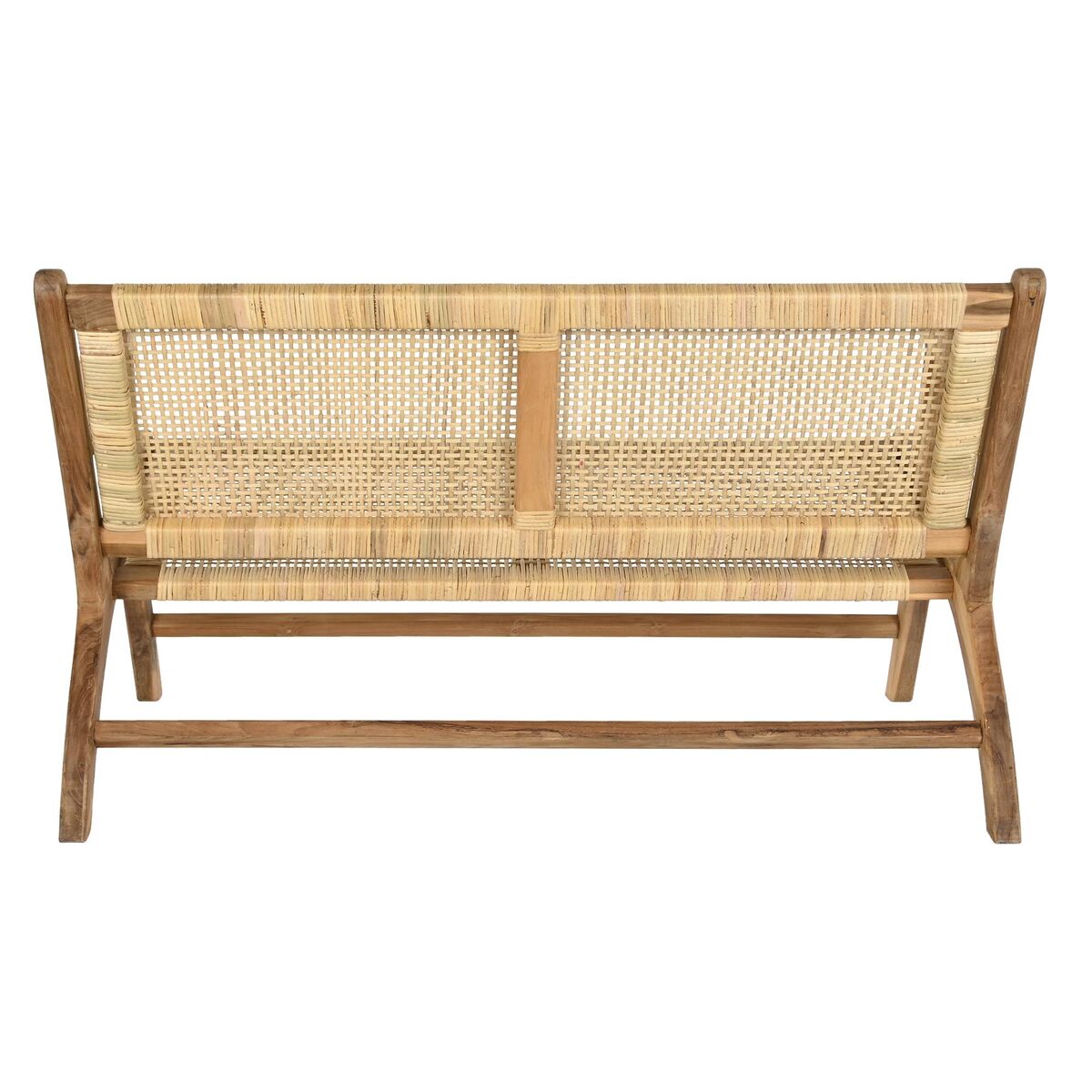 Panca DKD Home Decor Naturale Teca Marrone Alluminio Rattan (120 x 76 x 68 cm)