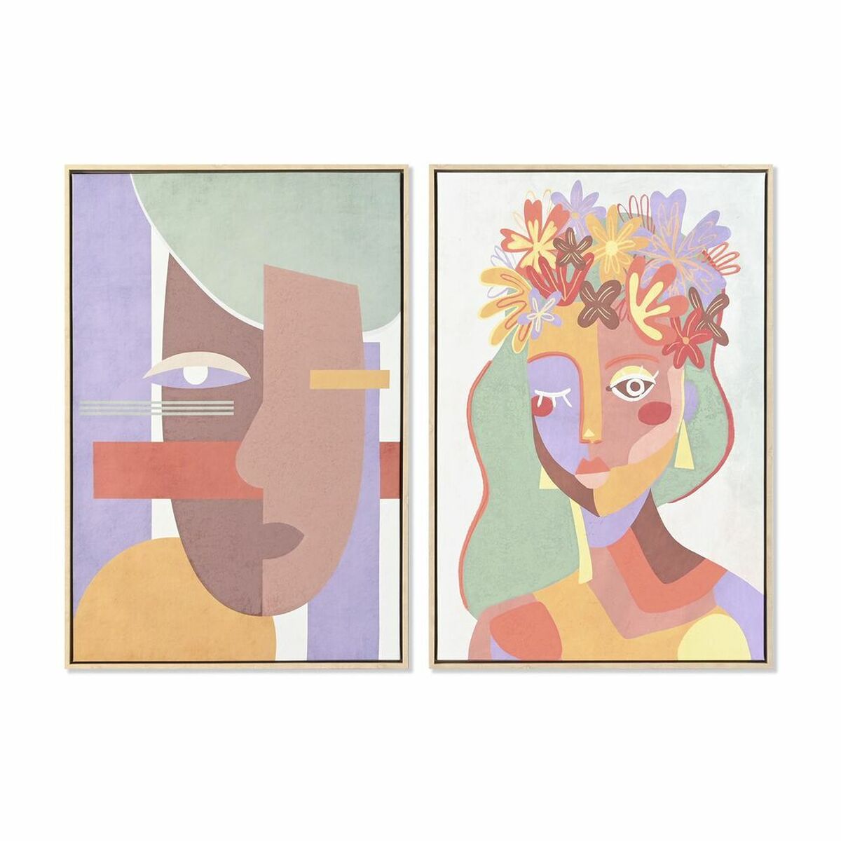 Quadro DKD Home Decor 63 x 4 x 93 cm Donna Città (2 Unità)