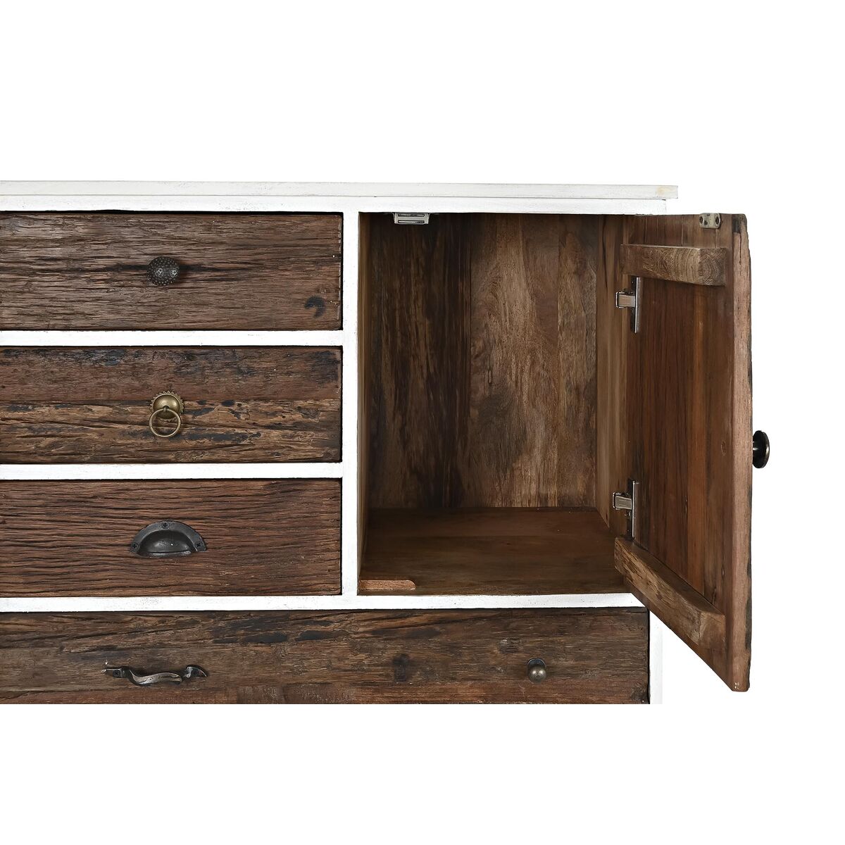 Cassettiera DKD Home Decor Metallo Bianco Coloniale Marrone scuro Legno di mango (72 x 50 x 75 cm)