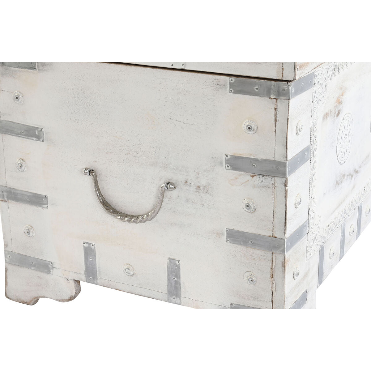 Baule DKD Home Decor 78,7 x 43 x 45,7 cm Bianco Marrone Chiaro Legno di mango