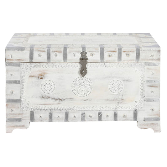 Baule DKD Home Decor 78,7 x 43 x 45,7 cm Bianco Marrone Chiaro Legno di mango
