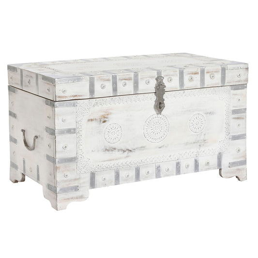 Baule DKD Home Decor 78,7 x 43 x 45,7 cm Bianco Marrone Chiaro Legno di mango