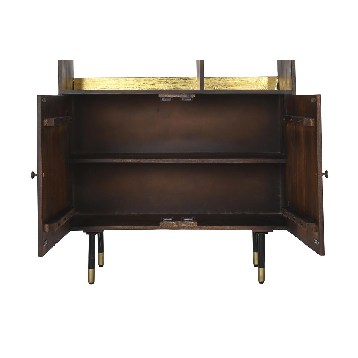 Scaffale DKD Home Decor Nero Dorato Metallo Marrone scuro Legno di mango 4 Mensole (90 x 35 x 200 cm)