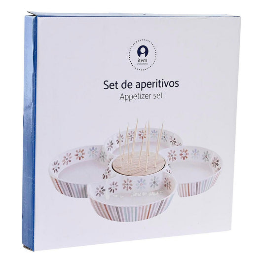 Vassoio per aperitivi DKD Home Decor Multicolore Bambù Gres (22 x 22 x 3 cm)