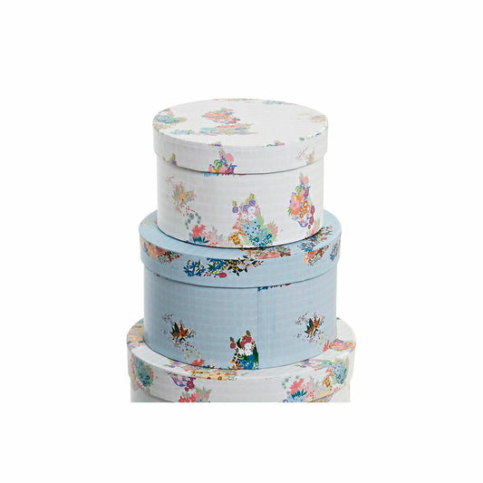 Set di Scatole per Sistemare Impilabili DKD Home Decor Cartone Città 37,5 x 37,5 x 18 cm