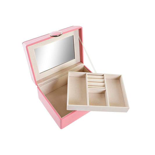 Scatola-Portagioie DKD Home Decor Rosa PU Legno MDF (17 x 13 x 8,5 cm)