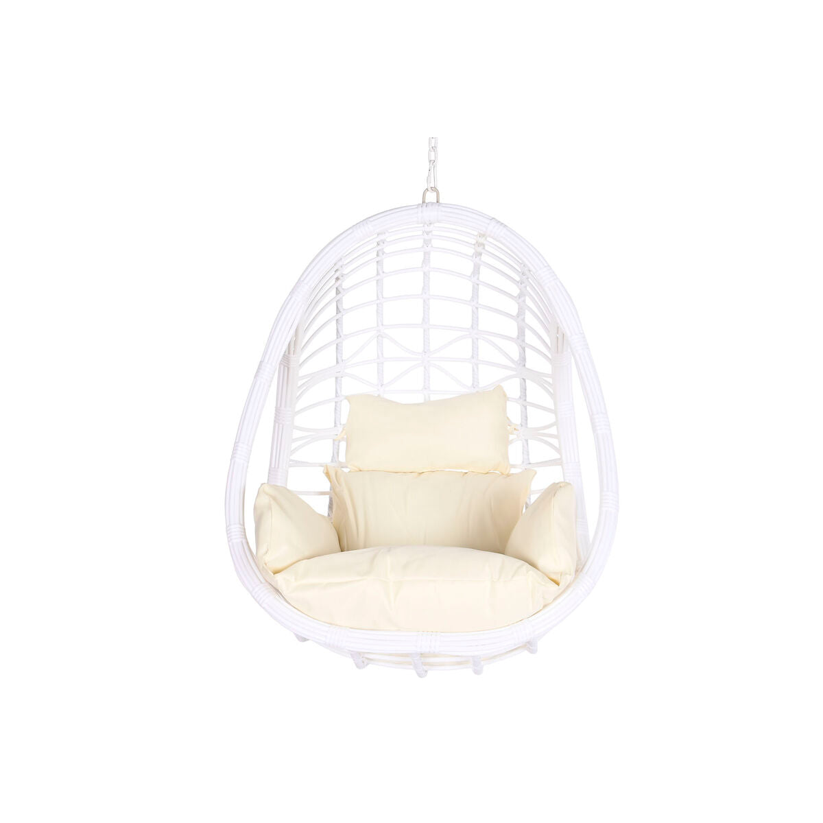 Dondolo a uovo sospeso DKD Home Decor 90 x 70 x 110 cm Metallo rattan sintetico Bianco