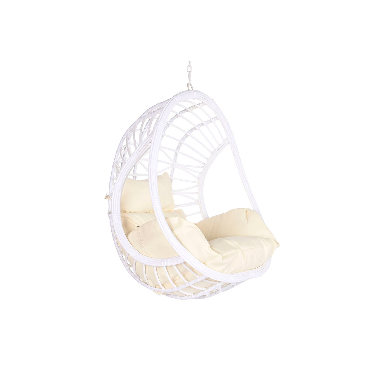 Dondolo a uovo sospeso DKD Home Decor 90 x 70 x 110 cm Metallo rattan sintetico Bianco