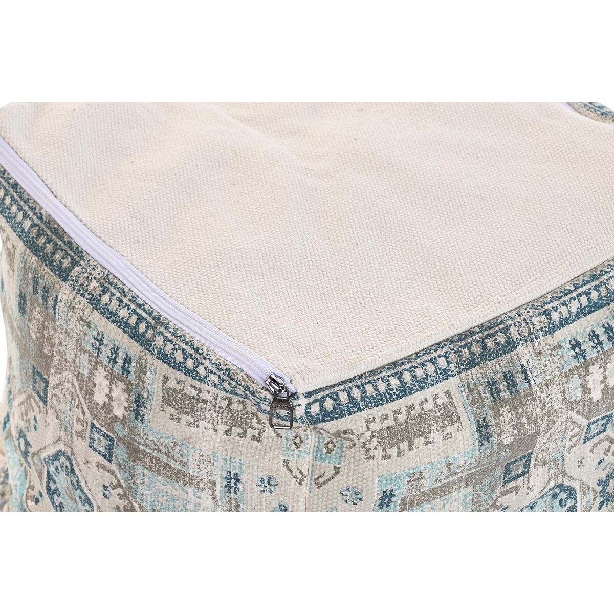 Puff DKD Home Decor Casablanca Azzurro Cotone Frange (40 x 40 x 40 cm)