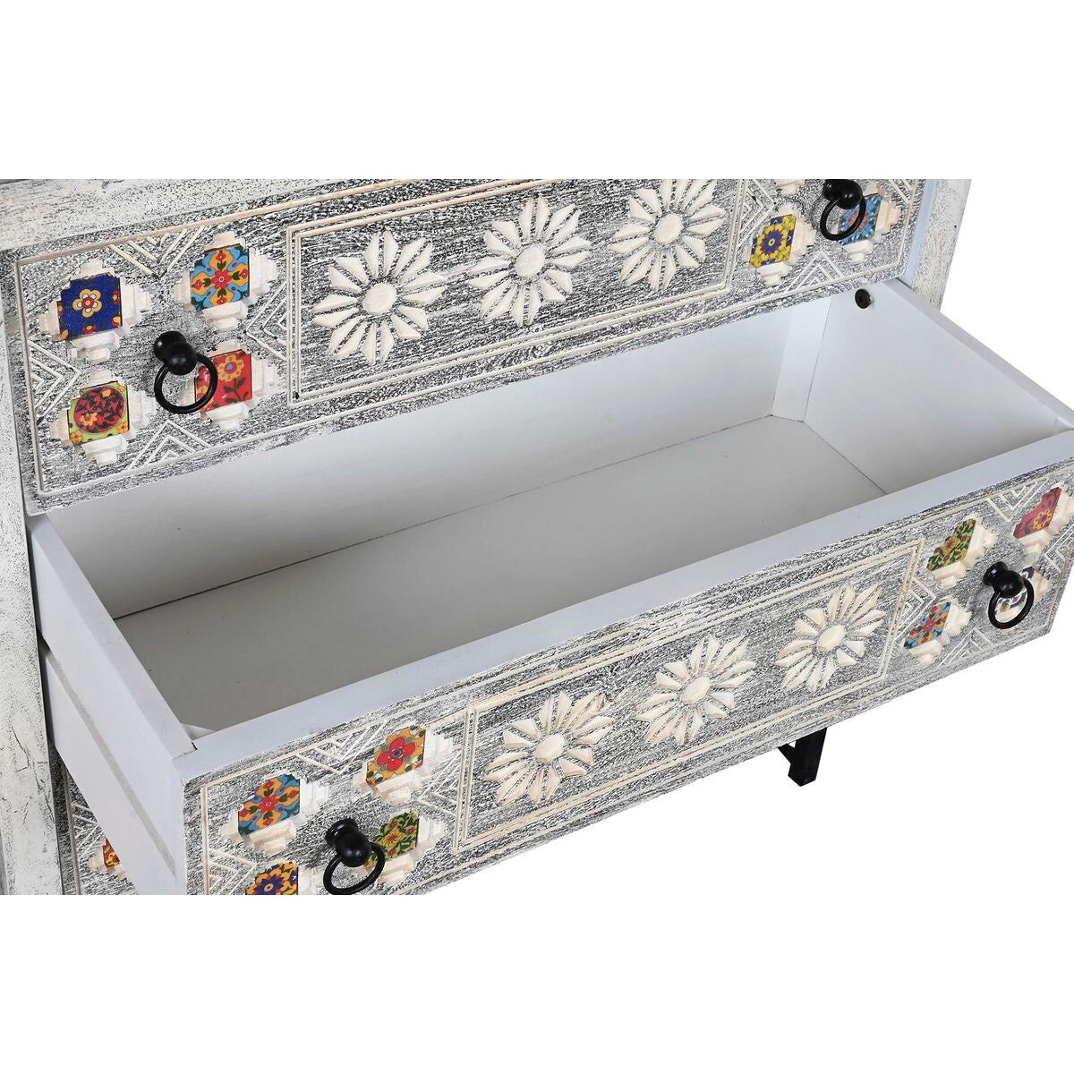 Cassettiera DKD Home Decor Ceramica Grigio Bianco Legno di mango (80 x 38 x 80 cm)
