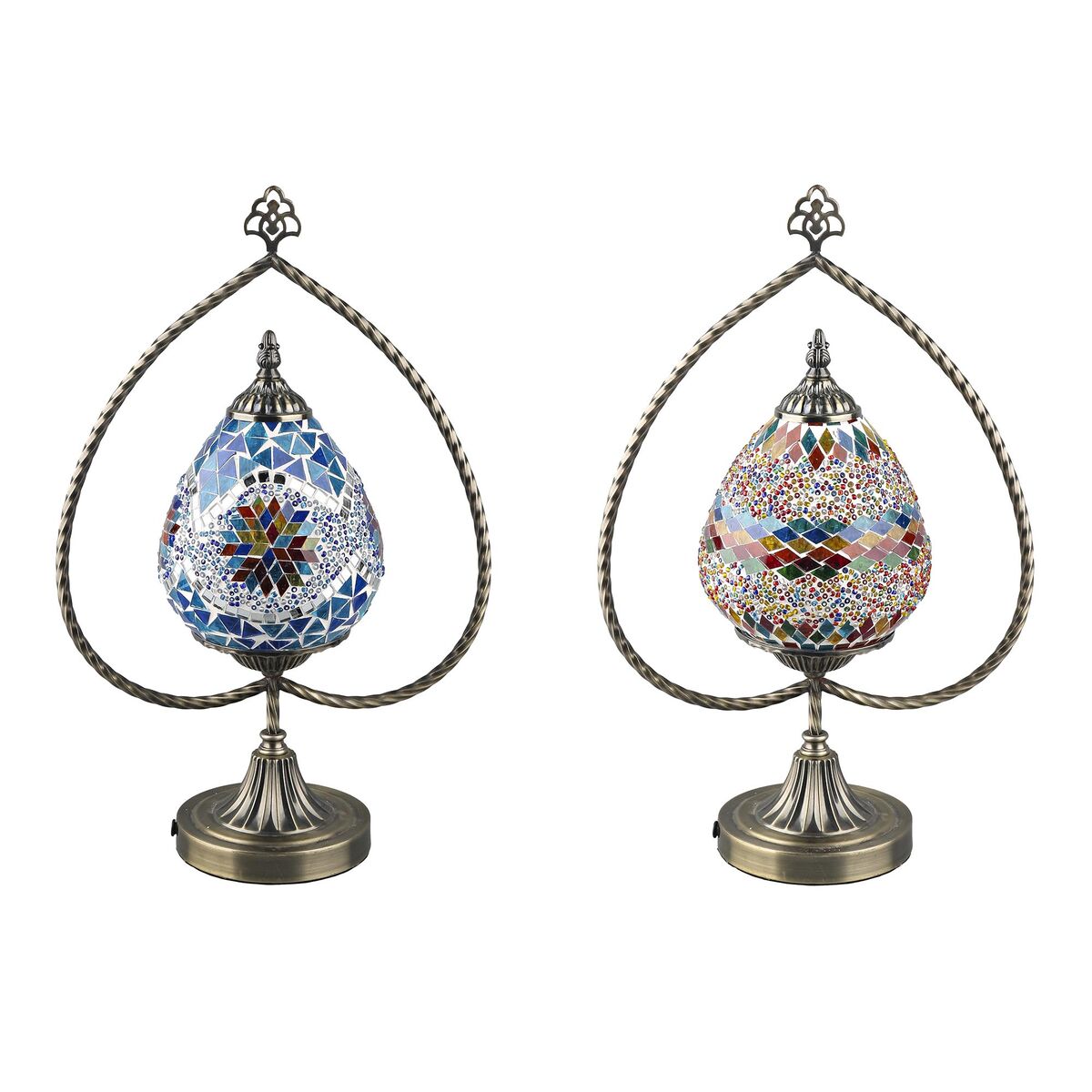Lampada da tavolo DKD Home Decor Cristallo Mosaico Metallo Multicolore Arabo (32.5 x 16 x 47.5 cm) (2 Unità)