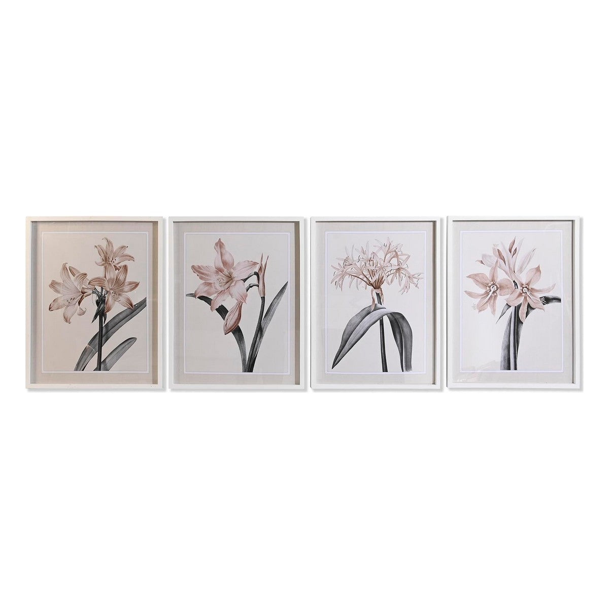 Quadro DKD Home Decor Cristallo Betulla Fiori (55 x 2,5 x 70 cm) (4 Unità)