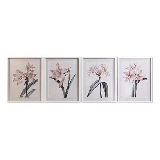 Quadro DKD Home Decor Cristallo Betulla Fiori (55 x 2,5 x 70 cm) (4 Unità)