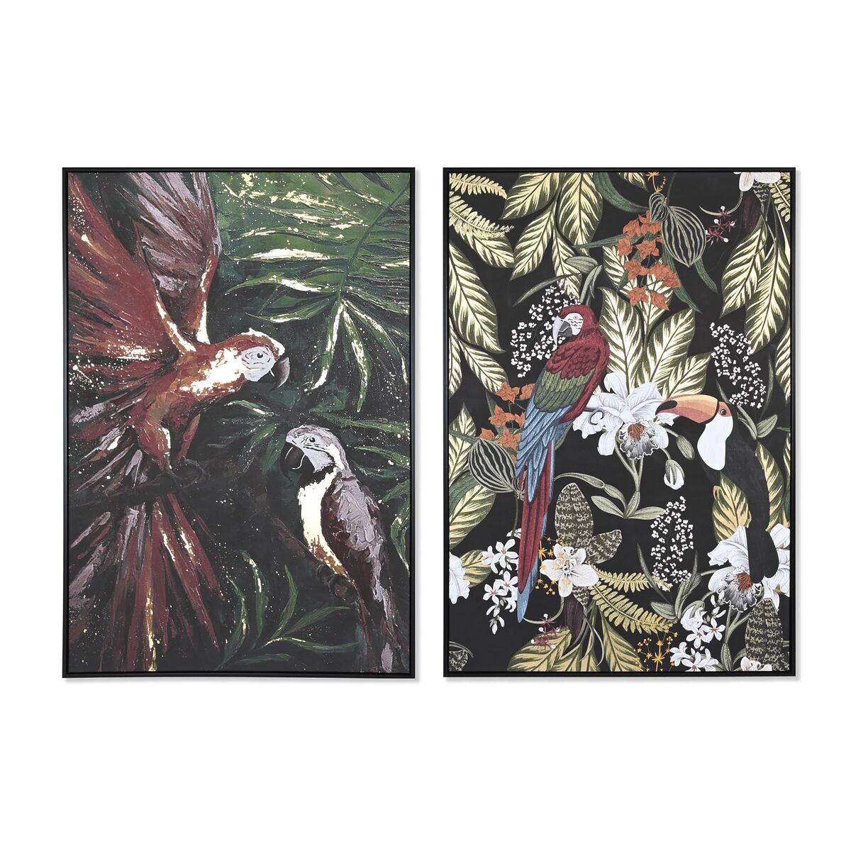 Quadro DKD Home Decor Pappagallo Tropicale (83 x 4,5 x 123 cm) (2 Unità)