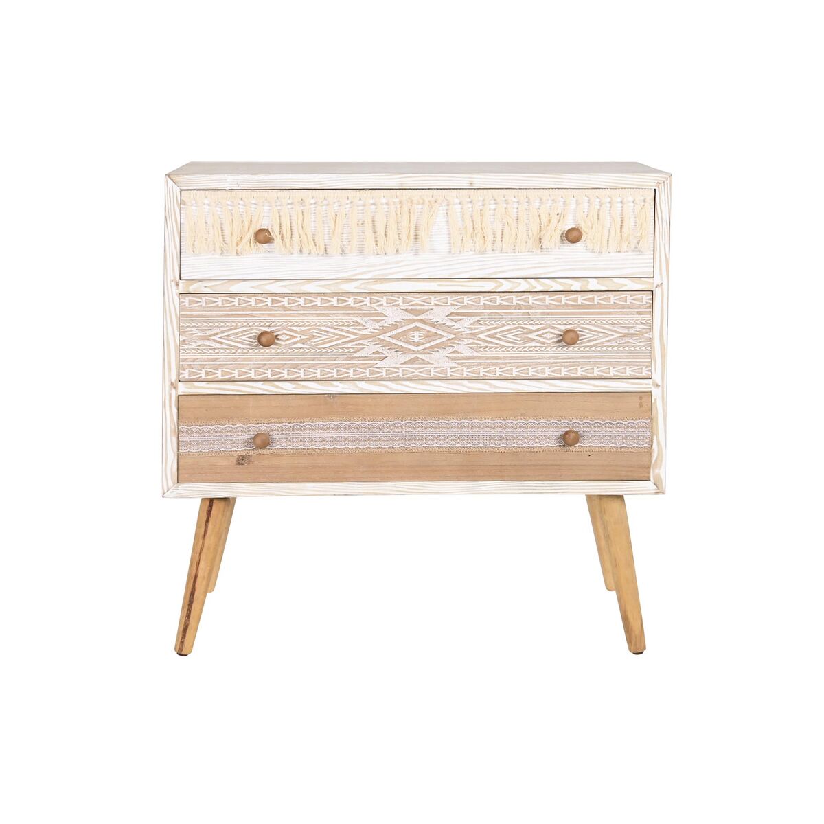 Cassettiera DKD Home Decor Abete Naturale Cotone Bianco (80 x 35 x 80 cm)