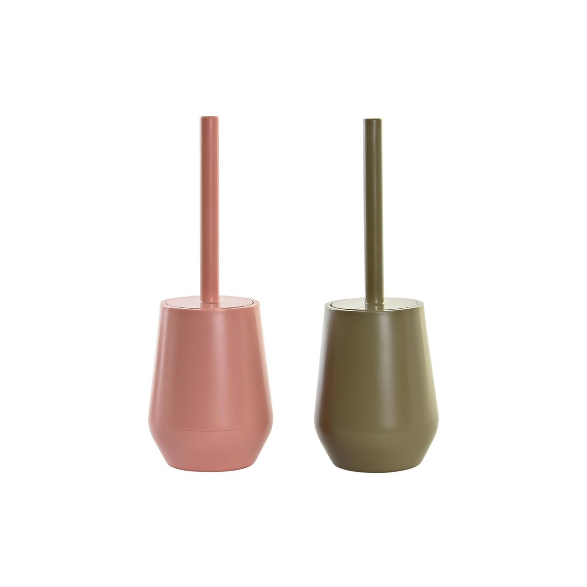 Scopino per il Bagno DKD Home Decor Rosa Verde PS (12 x 12 x 34,5 cm) (2 Unità)