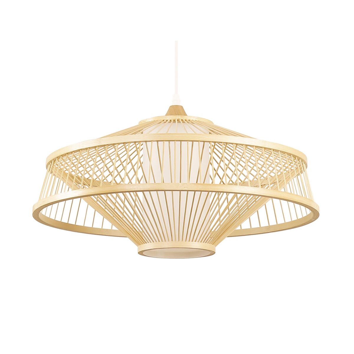 Lampadario DKD Home Decor Poliestere Bambù (50 x 50 x 23 cm)