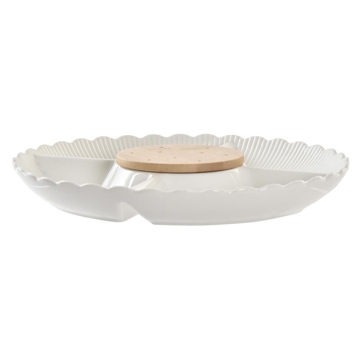 Vassoio per aperitivi DKD Home Decor Naturale Porcellana Bianco Bambù (25,5 x 25,5 x 3 cm)