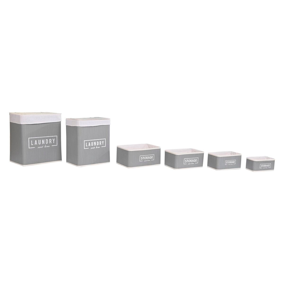 Set di Cesti DKD Home Decor Poliestere Grigio scuro Bambù (40 x 30 x 46 cm)