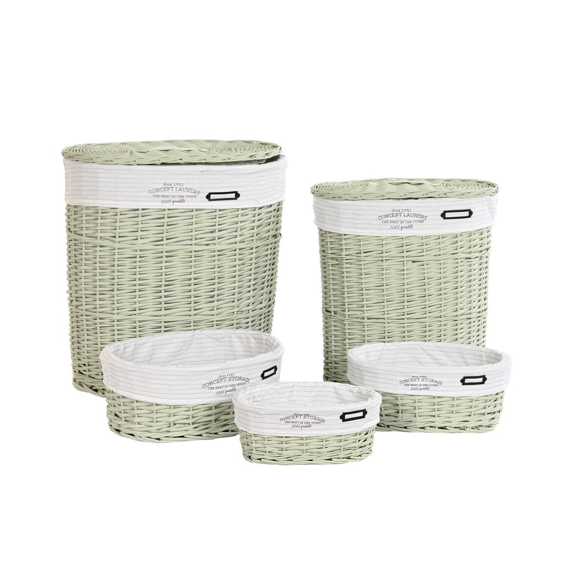 Set di Cesti DKD Home Decor Poliestere Verde vimini (51 x 37 x 56 cm)