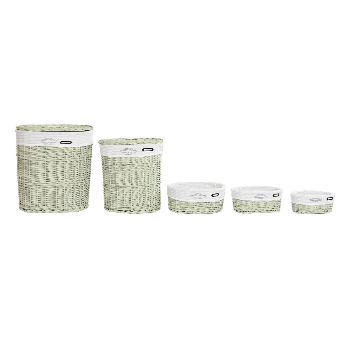 Set di Cesti DKD Home Decor Poliestere Verde vimini (51 x 37 x 56 cm)