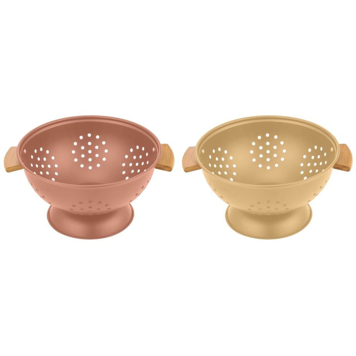 Scolapasta DKD Home Decor Terracotta Acciaio inossidabile Giallo Bambù (30 x 24,5 x 14 cm) (2 Unità)