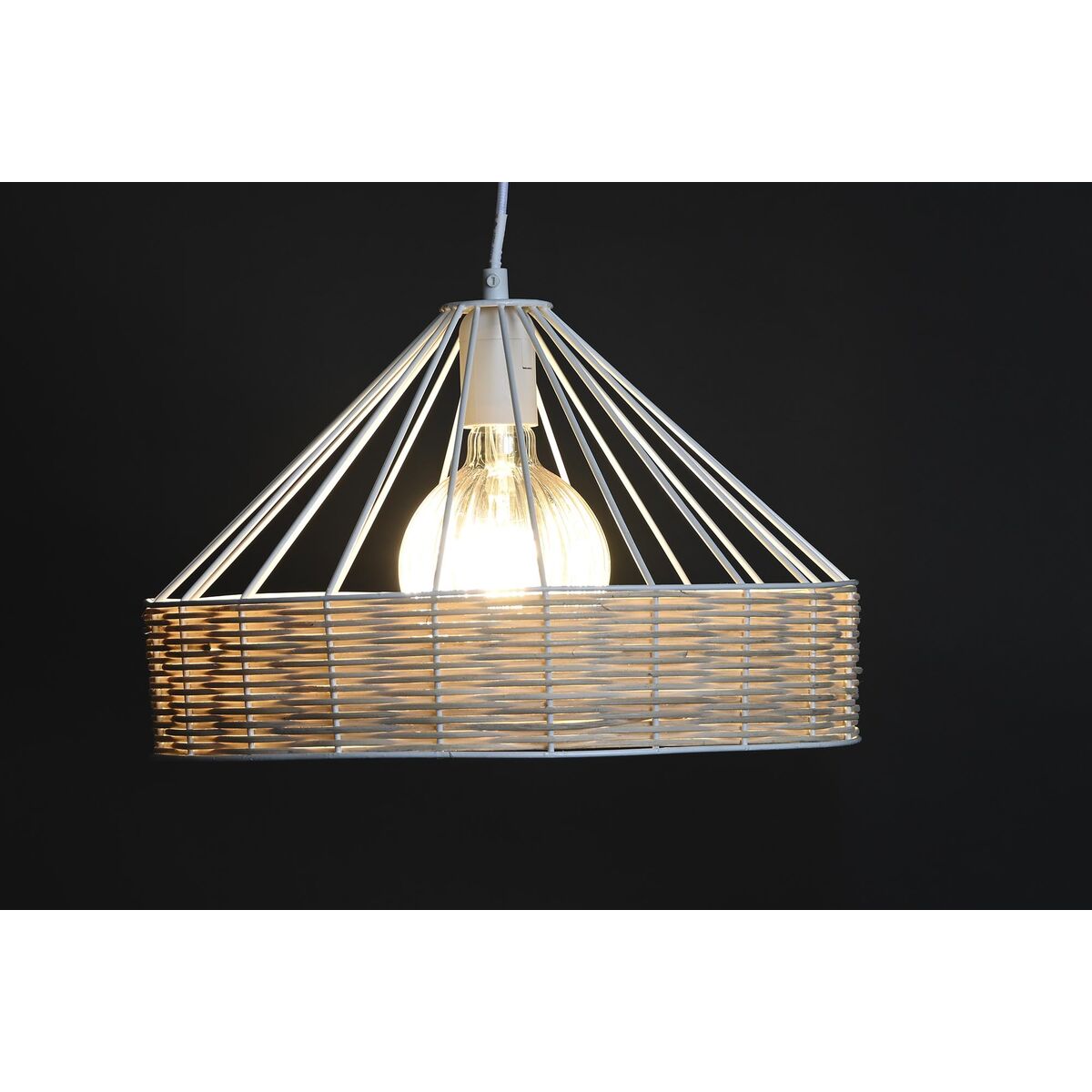 Lampadario DKD Home Decor Nero Metallo Rattan 50 W (35 x 35 x 22 cm) (2 Unità)