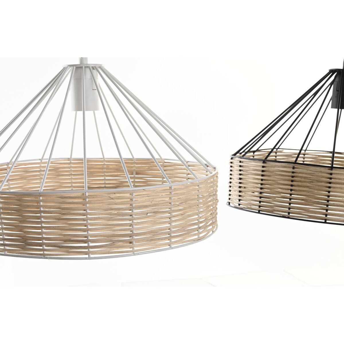 Lampadario DKD Home Decor Nero Metallo Rattan 50 W (35 x 35 x 22 cm) (2 Unità)