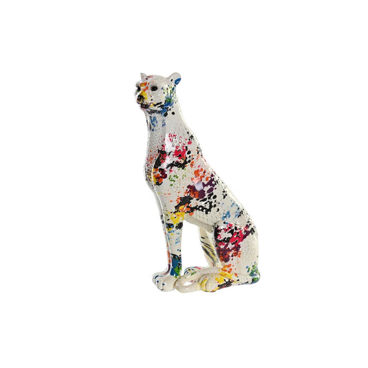 Statua Decorativa DKD Home Decor Bianco Leopardo Resina Multicolore Moderno (16 x 8 x 25 cm)