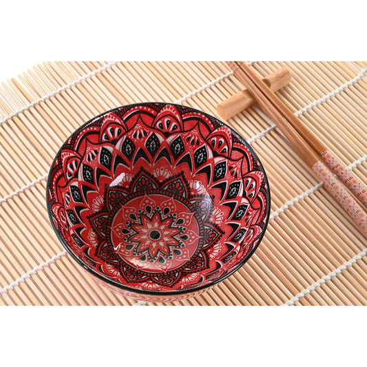 Set per Sushi DKD Home Decor 14,5 x 14,5 x 31 cm Fucsia Mandala Gres Orientale (16 Pezzi)