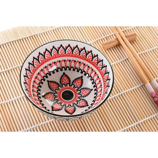 Set per Sushi DKD Home Decor Multicolore Bambù Mandala Gres Orientale (16 Pezzi)
