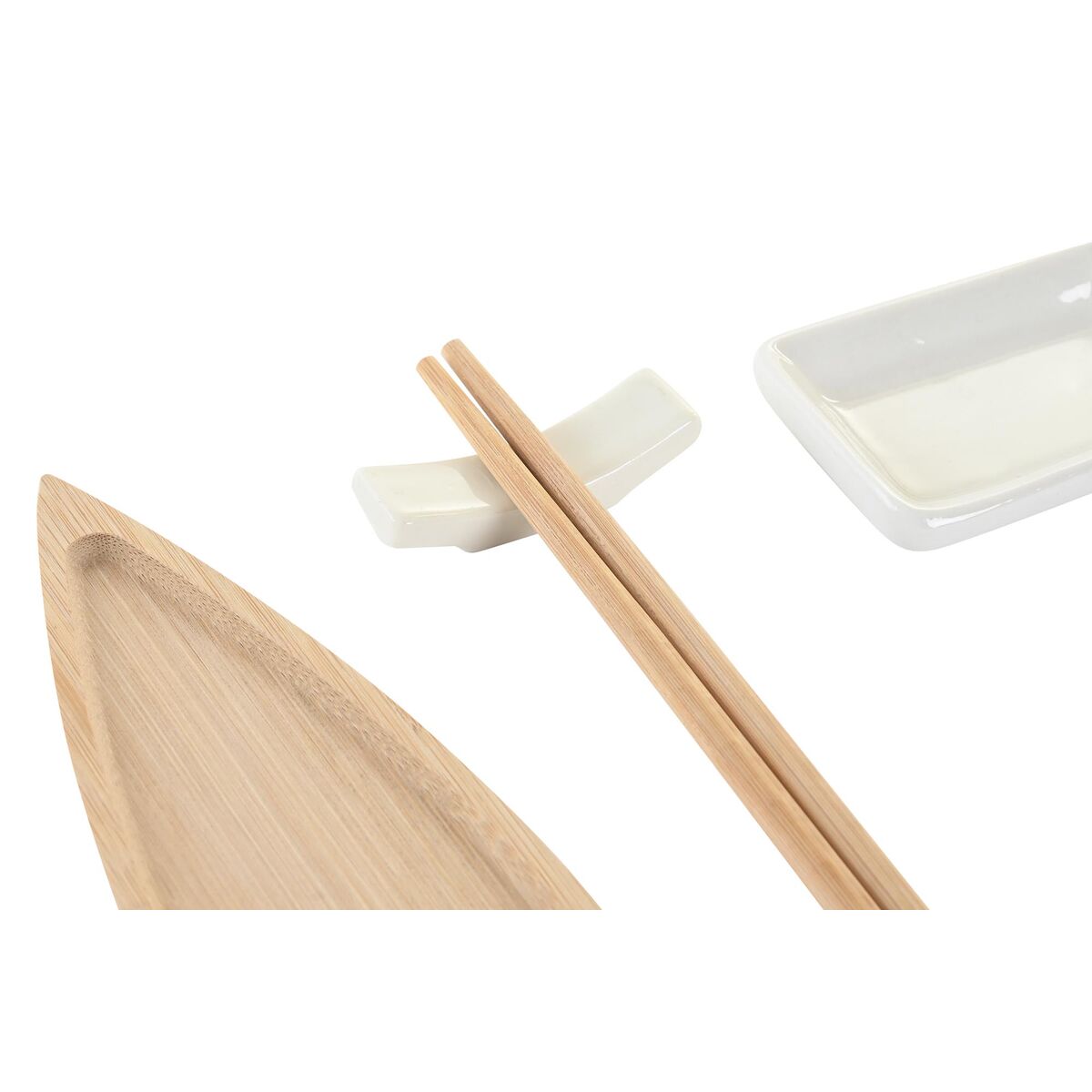 Set per Sushi DKD Home Decor Ceramica Naturale Bianco Bambù Orientale