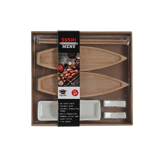 Set per Sushi DKD Home Decor Ceramica Naturale Bianco Bambù Orientale