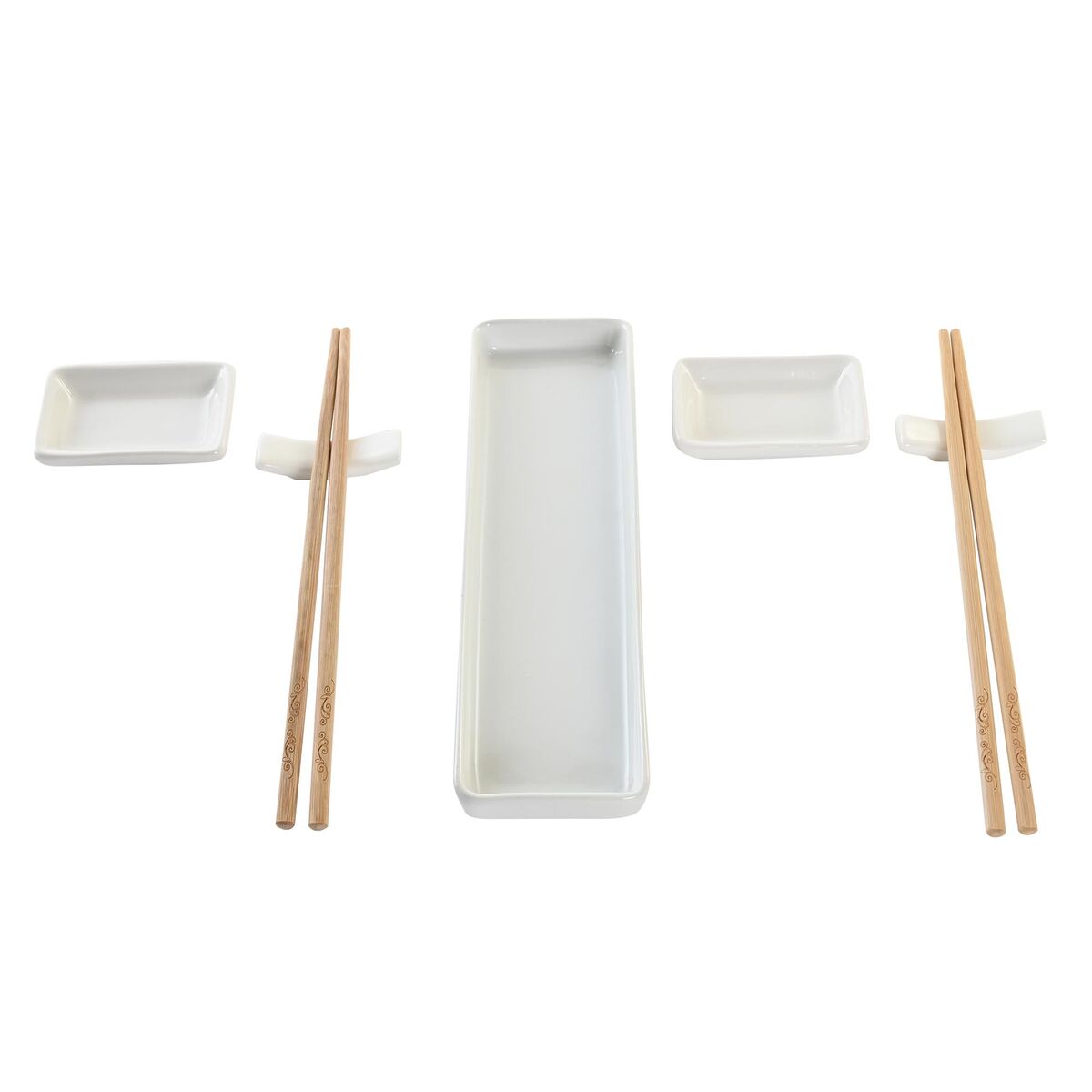 Set per Sushi DKD Home Decor Naturale Bianco Bambù Gres Orientale