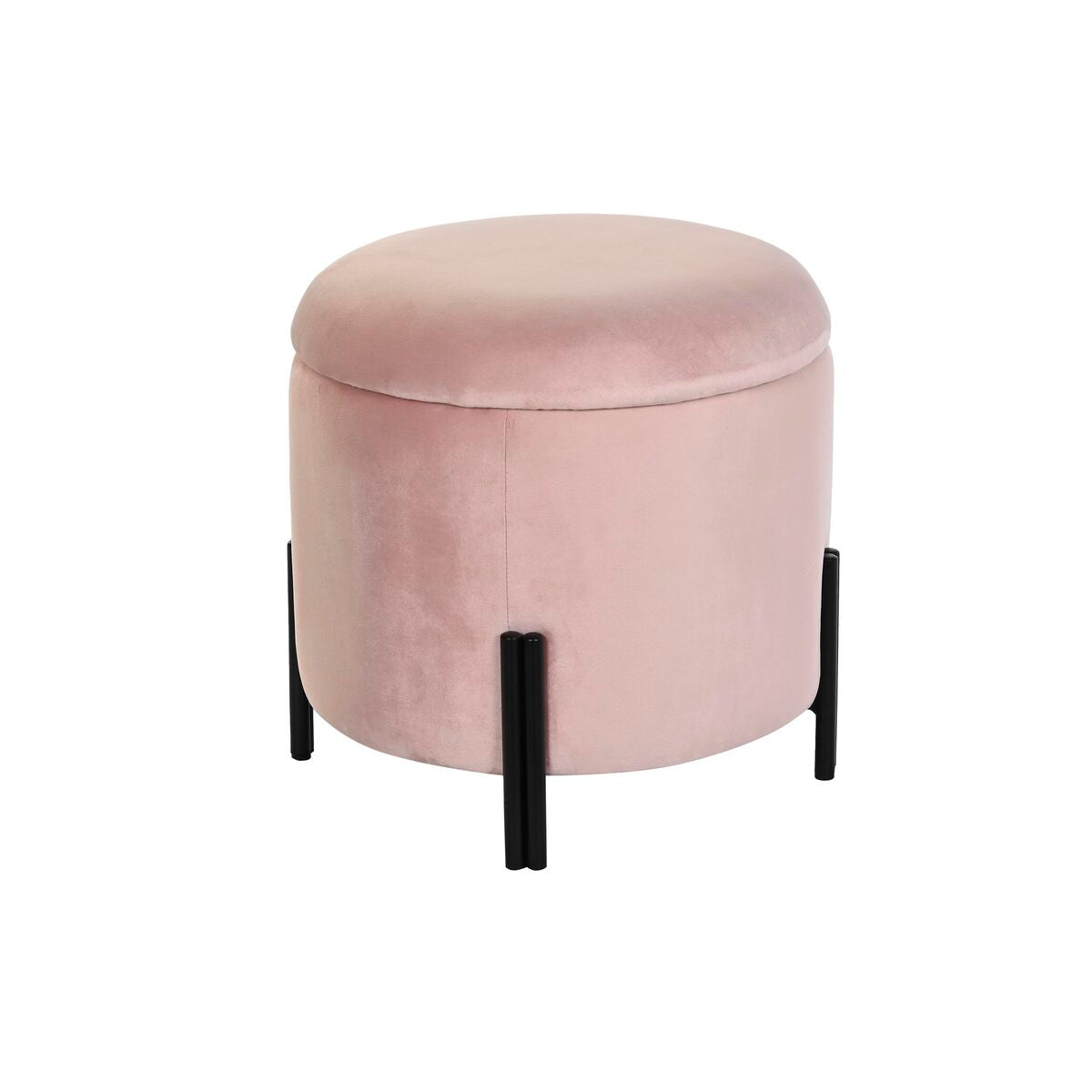 Poggiapiedi DKD Home Decor Nero Rosa Metallo Poliestere (42 x 42 x 42 cm)